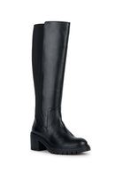 Geox Women's Black Leather Heeled Boots | Derimod