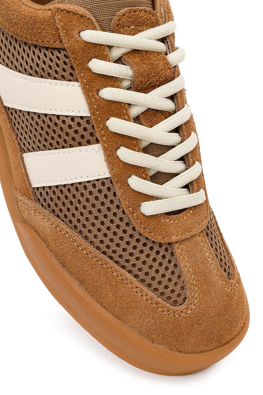 Women's Brown Lace-Up Leather Sneakers