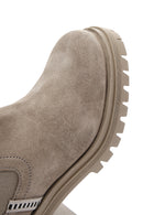Women's Beige Suede Leather Heeled Chelsea Boots | Derimod