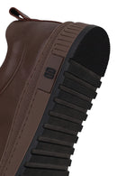 Erkek Kahverengi Bağcıklı Deri Sneaker | Derimod
