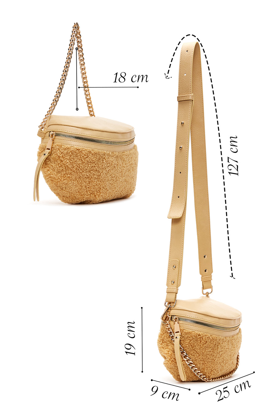 Women's Yellow Plush Waist Bag