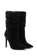 Women's Black Thin Heeled Stone Boots | Derimod