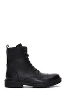 Men's Black Leather Zippered Casual Boots | Derimod