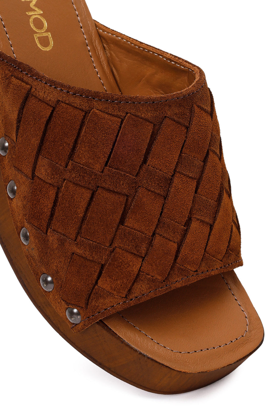 Woman Taba Short Thick-Heeled Suede Slipper