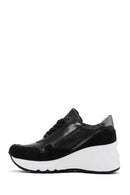Women's Black Leather Thick Soled Sneaker | Derimod
