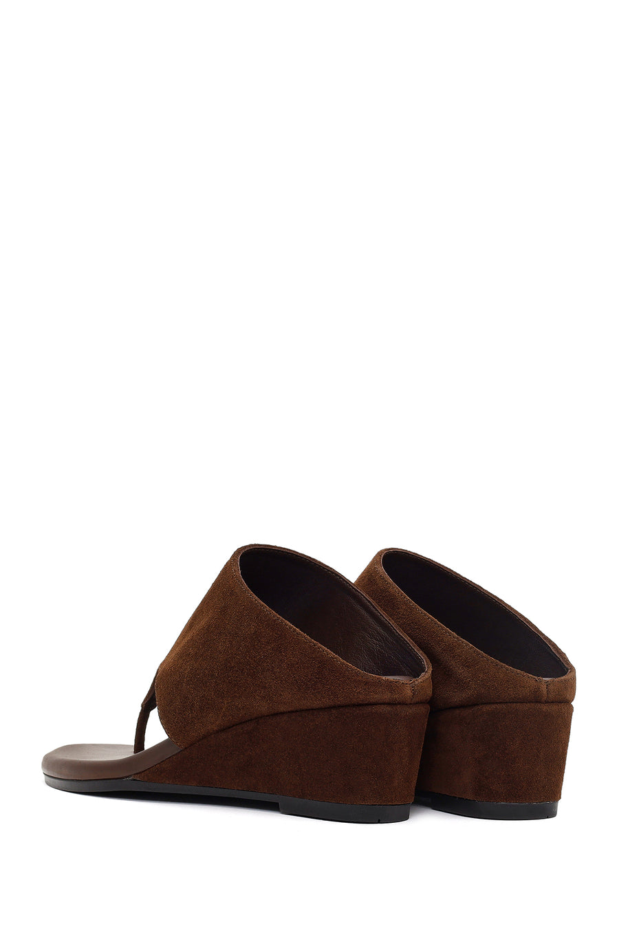 Women's Brown Platform Suede Leather Slippers