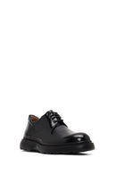 Male Black Lace-Up Thick-Soled Leather Casual Shoes | Derimod