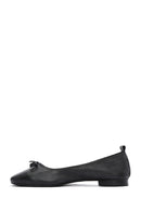 Women's Black Buckle Detailed Leather Ballerinas | Derimod