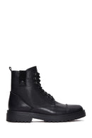 Men's Black Leather Zippered Boots | Derimod