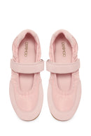 Women's Powder Pink Strapped Leather Sport Ballet Flats | Derimod