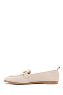 Women's Beige Leather Masculine Loafer | Derimod