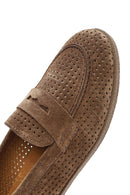 Women's Tan Suede Leather Loafer | Derimod