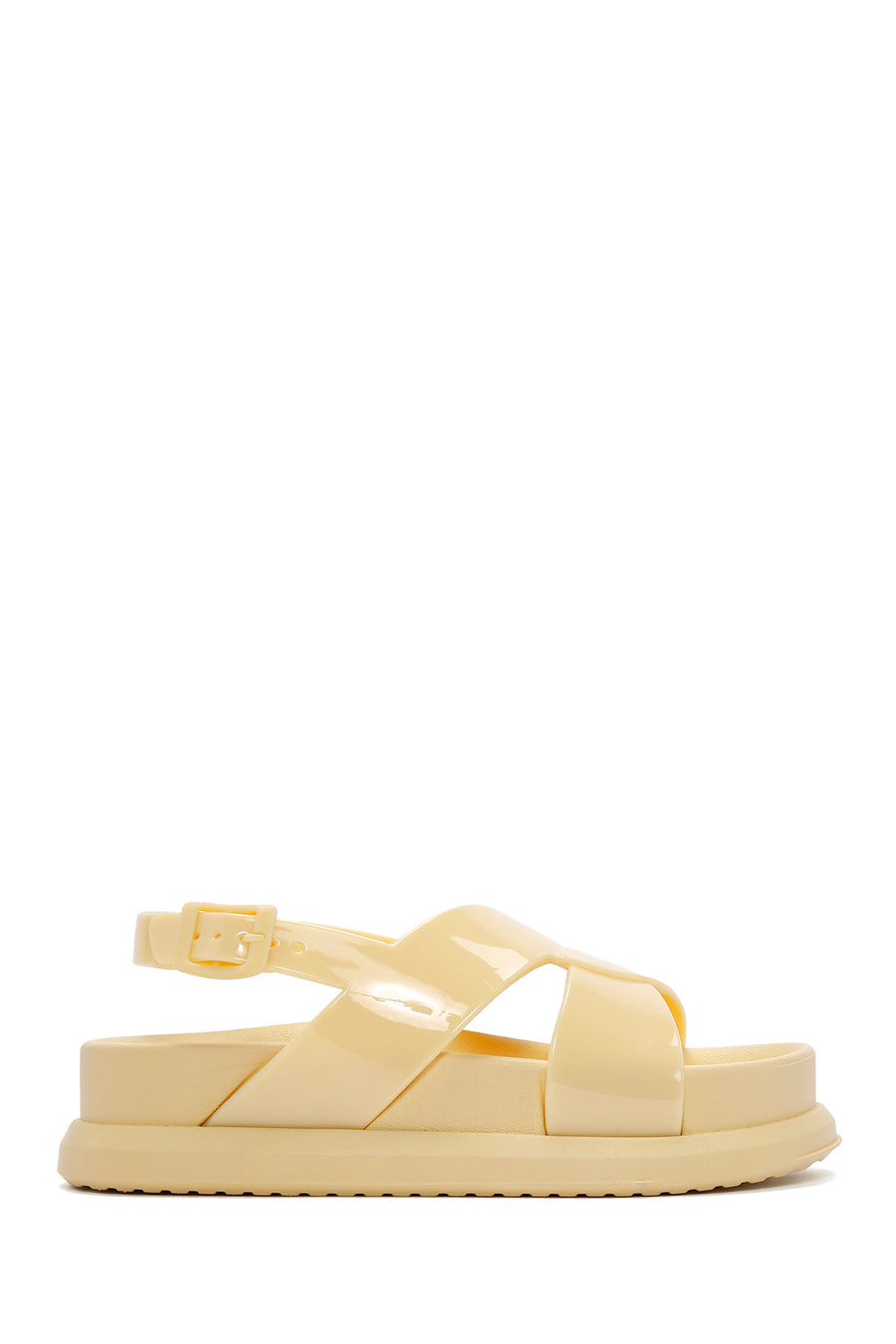 Women's Yellow Ankle Strap Thick Soled Jelly Sandals