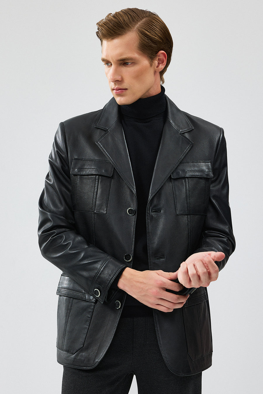 Kevin Men's Black Blazer Leather Jacket