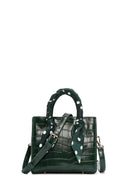 Women's Green Accessory Detailed Long Strap Crocodile Patterned Handbag | Derimod