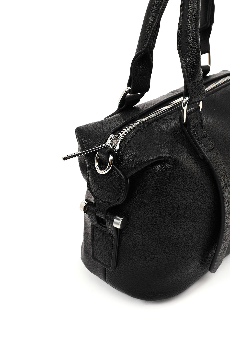 Women's Black Long Strap Charm Mini Shoulder Bag