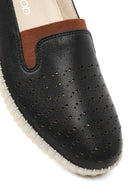 Woman Black Leather Comfort Shoes | Derimod
