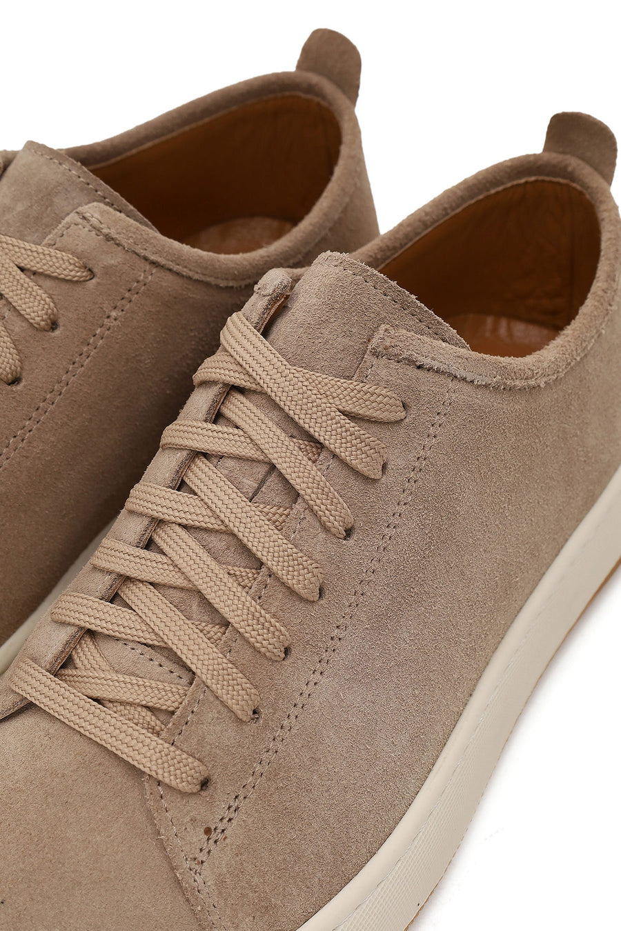 Male Beige Lace-Up Thick-Soled Suede Leather Sneaker