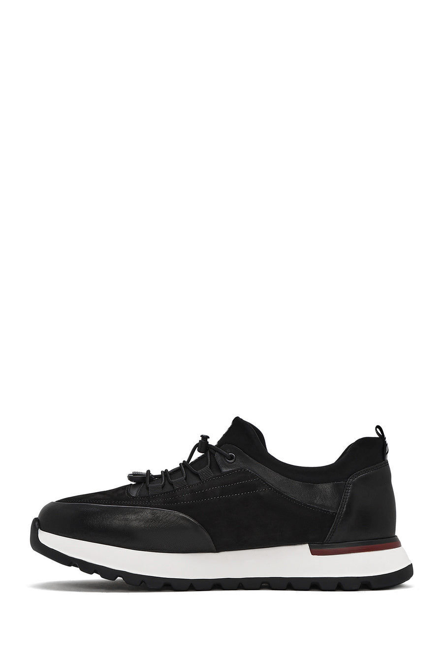 Men's Black Lace-up Leather Sneaker