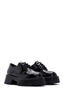 Women's Black Patent Leather Masculine Loafer | Derimod