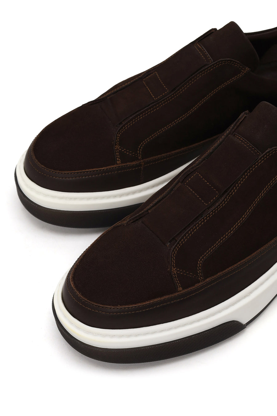 Erkek Kahverengi Kalın Tabanlı Nubuk Deri Sneaker