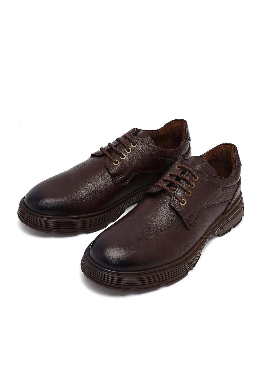 Men's Brown Lace-Up Leather Casual Shoes