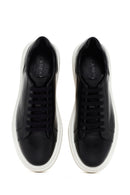 Men's Black Lace-up Thick-Sole Leather Sneaker | Derimod