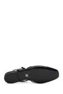 Women's Black Slingback Leather Ballerinas | Derimod