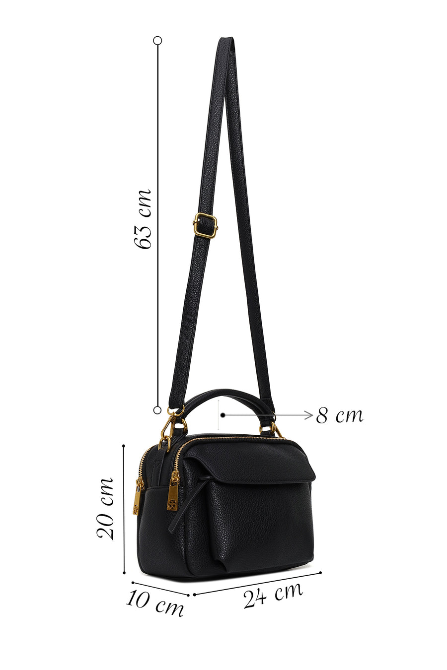 Woman Black Long-Strap Crossbody Bag