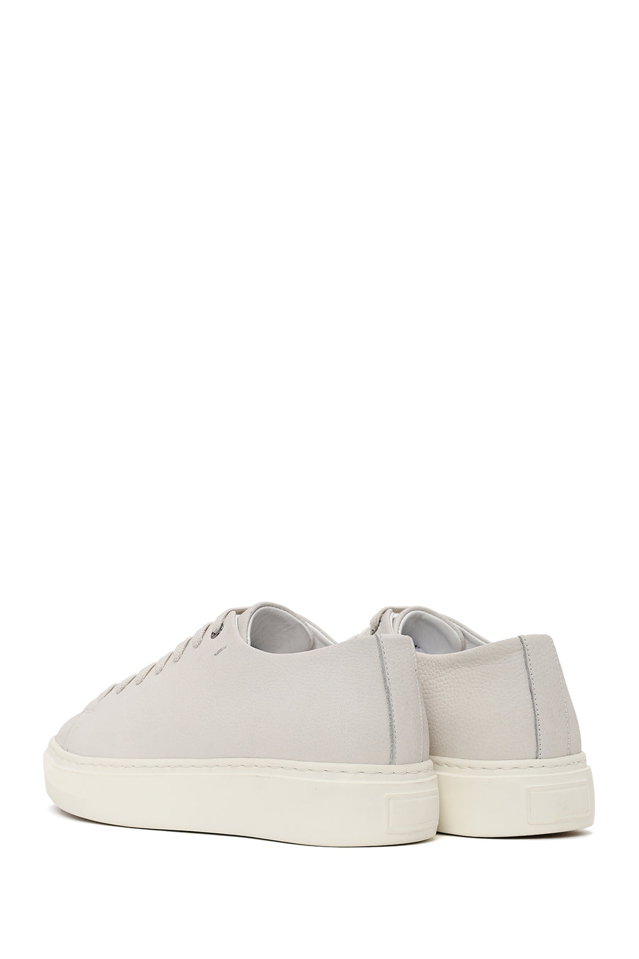 Erkek Beyaz Bağcıklı Deri Sneaker