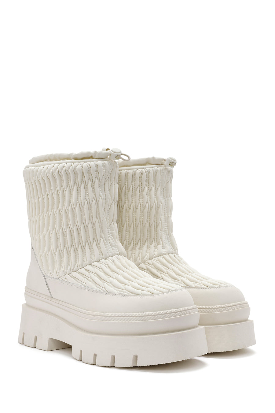 Women's Cream Thick Soled Fabric Boots