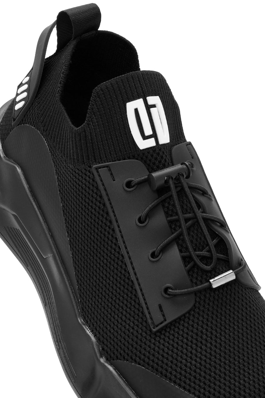 Men's Black Lace-Up Fabric Sneakers