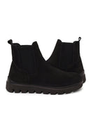 Male Black Thick-Soled Nubuck Leather Chelsea Boots | Derimod
