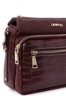 Women's Claret Red Long Strap Crocodile Crossbody Bag | Derimod