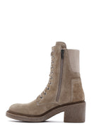 Women's Beige Suede Leather Boots | Derimod