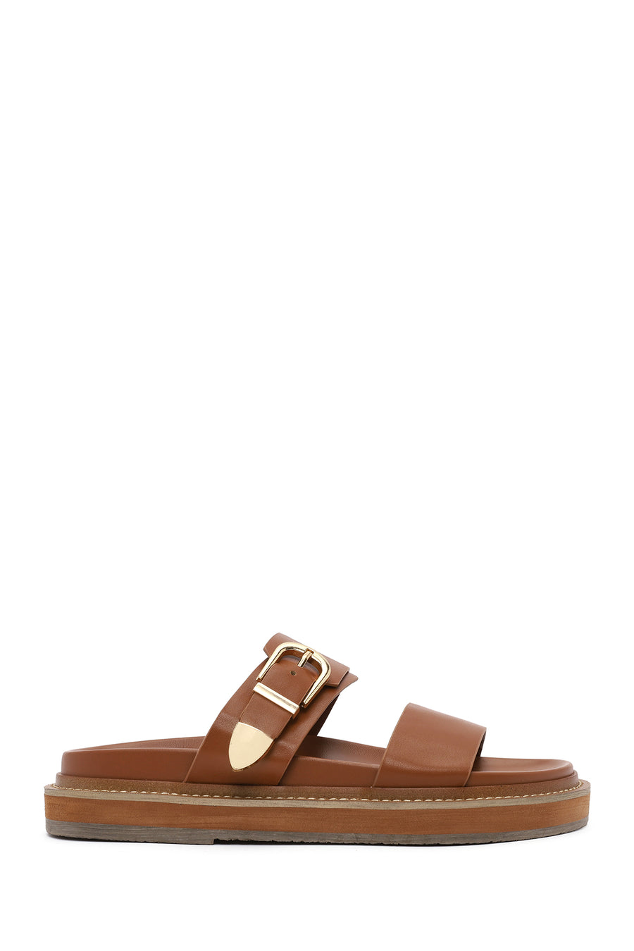 Women's Tan Buckled Slippers 25SFE492418 | Derimod