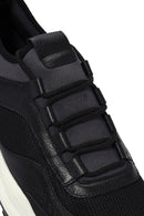 Men's Black Lace-Up Leather Casual Sneaker | Derimod