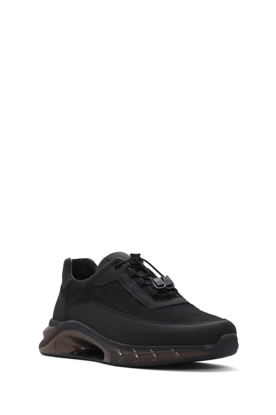 
Men's Black Thick Sole Lace-Up Leather Sneaker
