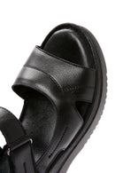 Women's Black Thick Sole Ankle Strap Leather Comfort Sandals | Derimod