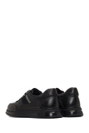 Erkek Siyah Bağcıklı Deri Casual Sneaker | Derimod