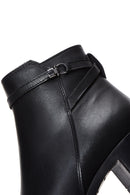 Women's Black Zippered Low Heel Leather Boots | Derimod