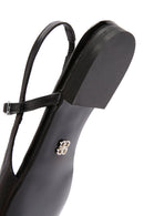 Women's Black Slingback Leather Ballerinas | Derimod