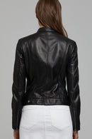 Ella Women's Black Stretch-Fit Leather Jacket | Derimod