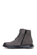 Men's Gray Nubuck Leather Zippered Casual Boots | Derimod