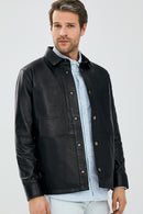 Eric Men's Black Shirt Style Leather Jacket | Derimod