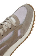 Women's Beige Lace-Up Suede Leather Sneaker | Derimod