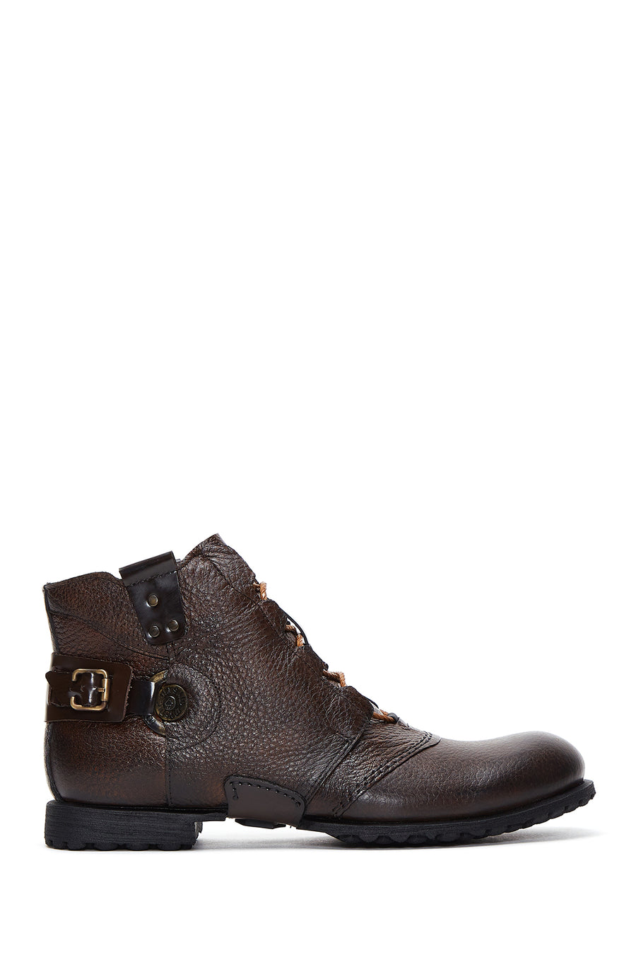Men's Brown Leather Flat Boots 22WFD6281FT | Derimod
