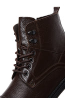 Men's Brown Leather Flat Boots | Derimod