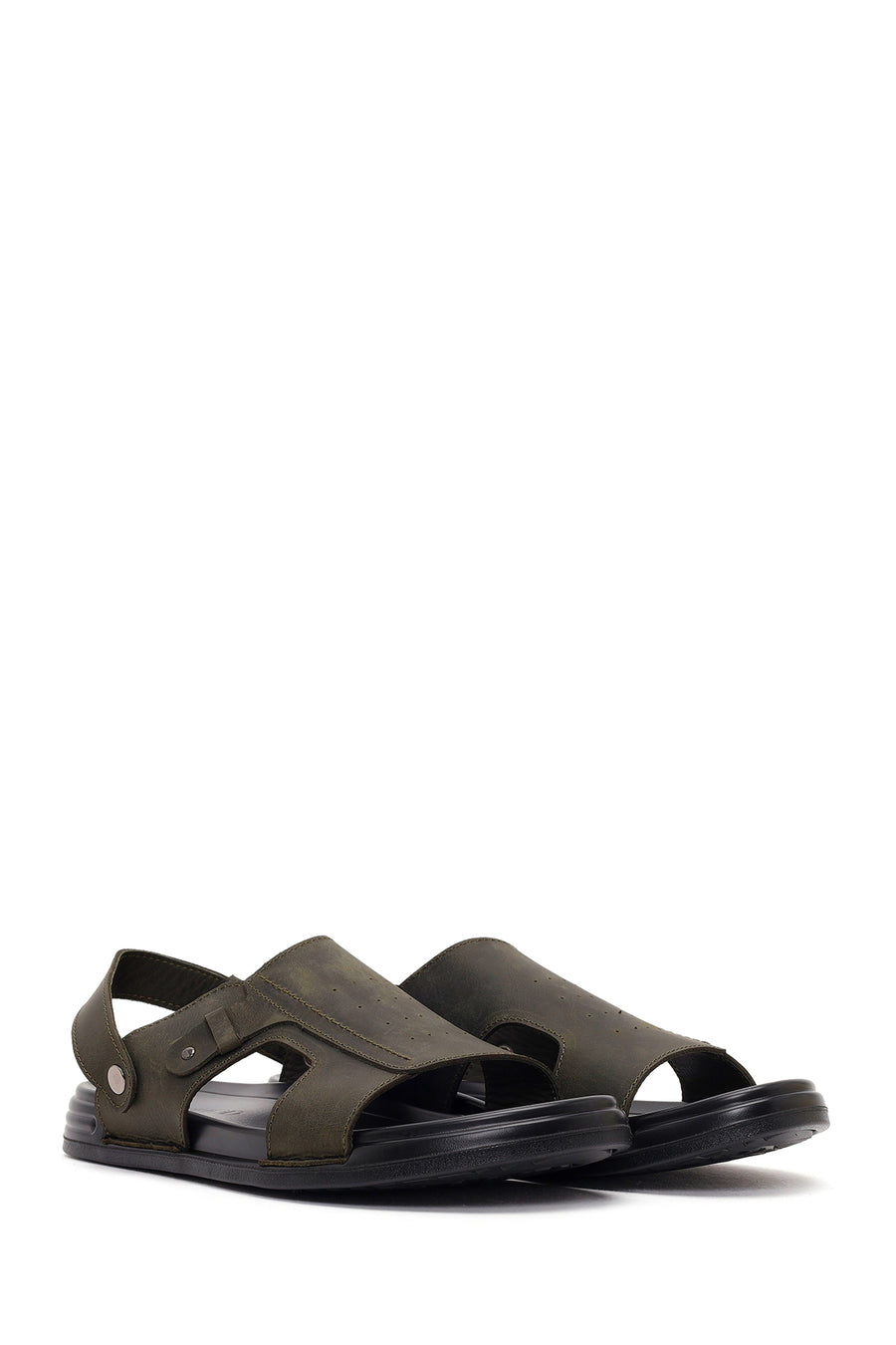 Male Khaki Nubuck Leather Sandals