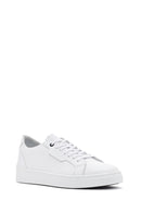 Men's White Lace-up Leather Sneaker | Derimod